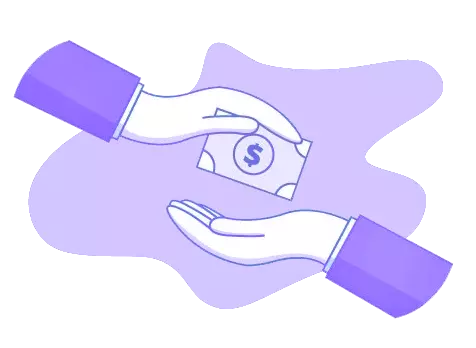 une main dépose de l'argent dans une autre main